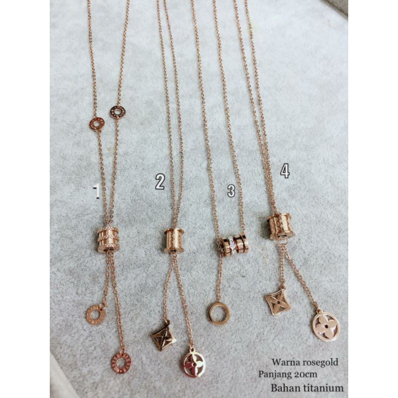 Kalung Titanium asli Rosegold Premium Quality Anti karat anti alergi Kalung Stainless steel Kt-010