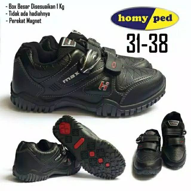 SEPATU SEKOLAH MAGNET HOMYPED / SEPATU SEKOLAH ANAK SD/TK HITAM