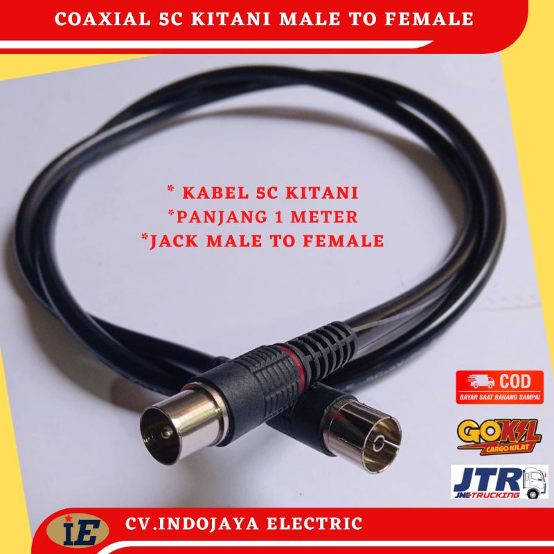 Kabel VTR Coaxial 5C 1 Meter Male to Female Loop out To set top box