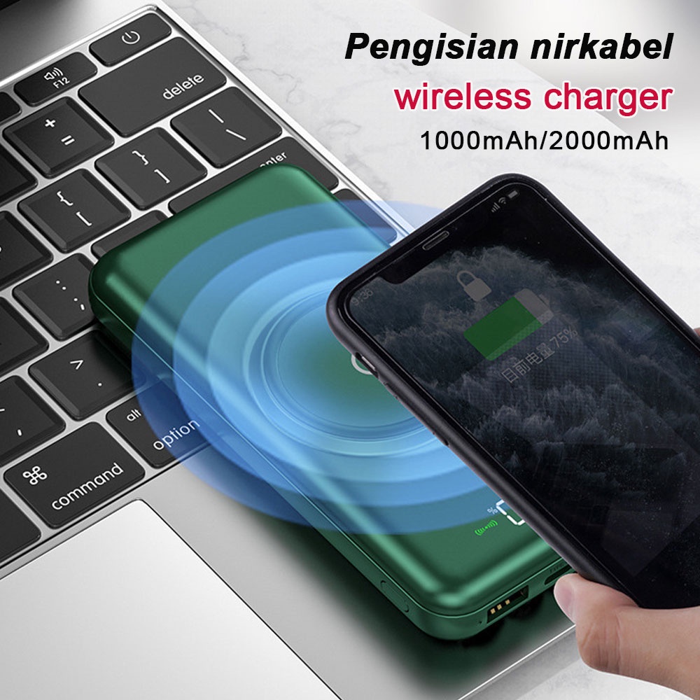 COD√Power bank  Bank daya nirkabel Original Wireless Charge 2.1 Fast Charging Dual USB 4 Output 10000mAh 20000mAh