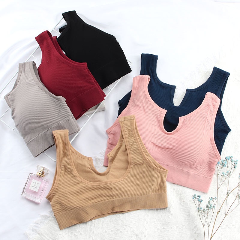 FYGALERYSURABAYA  BRA535 Bra Tanpa Kawat Bentuk U Pakaian Dalam Wanita Polos Tali Tanktop Bra Olahraga Sportbra Gym