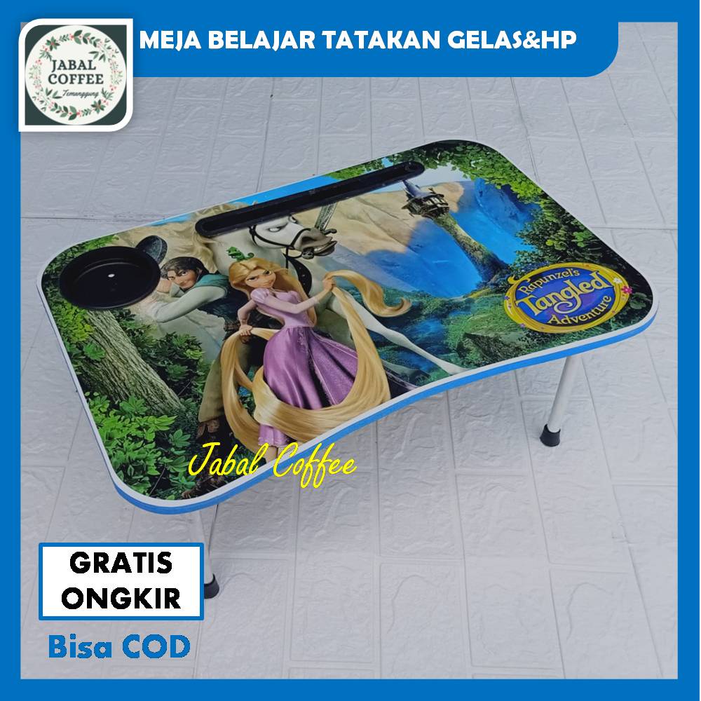 Meja Belajar Lipat Karakter Disney Tanglet / Meja Belajar Lipat Portable / Meja laptop belajar J156