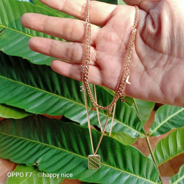 kalung dua leyer panjang 70cm wanita kalung titanium   aksesoris kalung aksesoris wanita murah