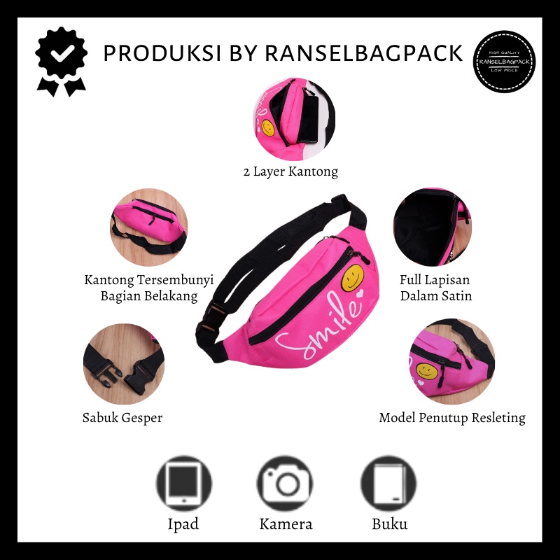 Waistbag Wanita - Tas Selempang Pinggang Dada Remaja Dewasa Model Korea Fashion Kekinian Terbaru Korean Stylish Backpack Kualitas Import Lokal Original Termurah Unisex Perempuan Cewek