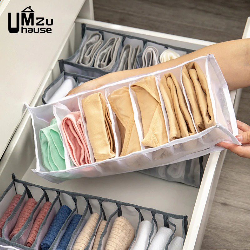 UMZuhause Kotak Sekat Pakaian Organizer Storage Bra Box 7 Grid - M1467 - Gray