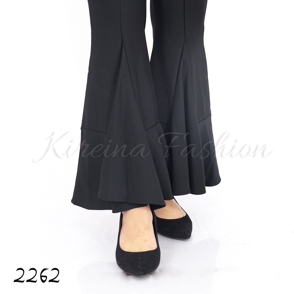 Celana Cutbray Scuba Wanita Scuba Pants Khusus Hitam | Kireina Fashion