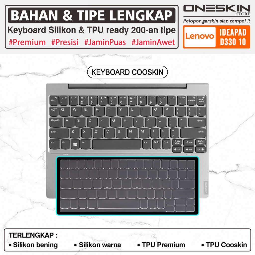 Garskin Laptop Keyboard Screen Protector Lenovo D330-10 Duet 3 3i-10 Flex 3 3i-11 Gambar Full Body Silikon Bening Glossy Doff Anti Blueray Minyak