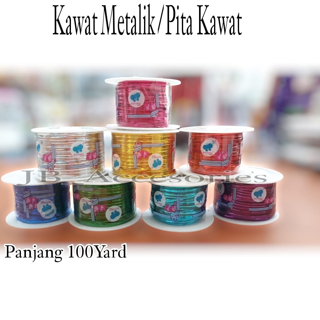 

Kawat Metalik/Pita Kawat/Pita Souvenir/ Ukuran 100y/Twist Tie/kawat butterfly