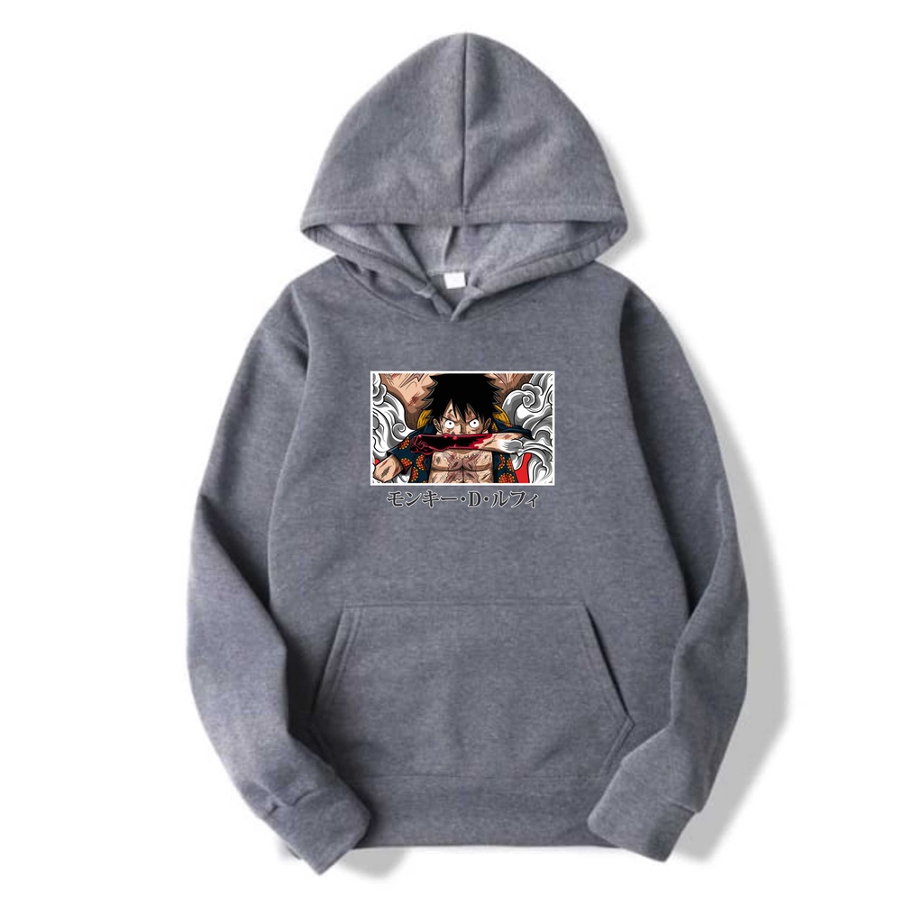 Luffy Garang Jumper Hoodie II Luffy Garang Sweater Hoodie II Sweter Oblong Topi Sz M - XL ( Pria &amp; Wanita / Anak &amp; Dewasa )
