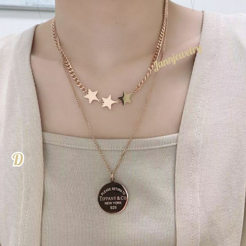 Kalung Titanium Panjang Untuk Hijab Fashion Korea Stylish Anti Karat tidak alergi [KH-28]