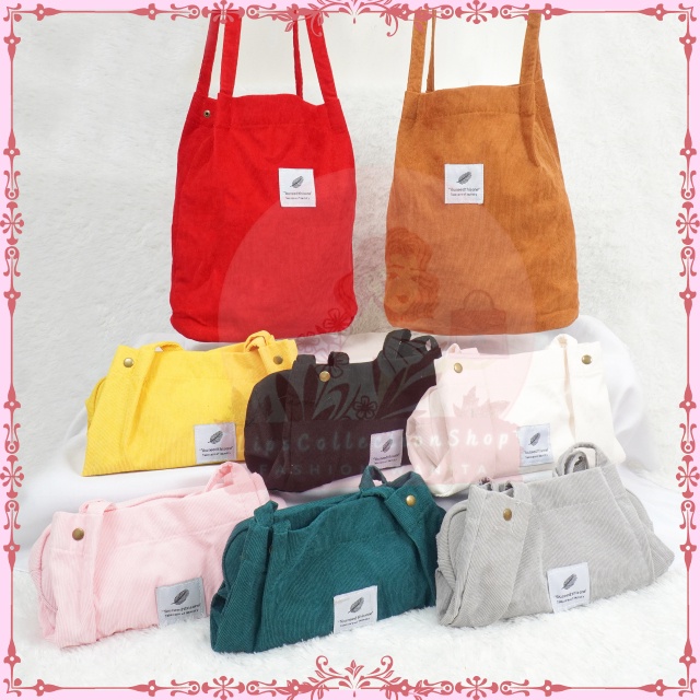 Tas Selempang Wanita Korea Corduroy Tote Bag | Tote Bag Korea