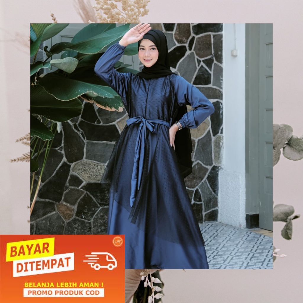 READY JUMBO GAMIS NABILA MAXI DOTTY/GAMIS BROKAT KEKINIAN | MAXI TULLE POLKADOT | GAMIS KONDANGAN MA