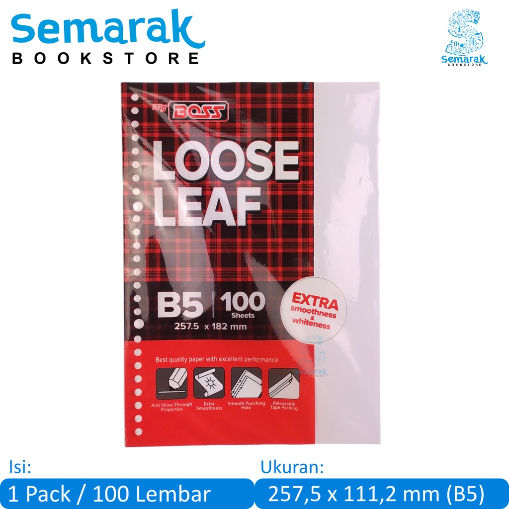 

Big Boss Loose leaf Isi Kertas Binder Polos B5 [100 Lembar]