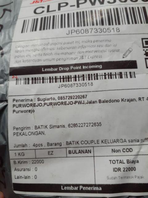 Batik Couple Keluarga Sania Ruffle Ori Ndoro Jowi Dnt Motif Sakura Merah