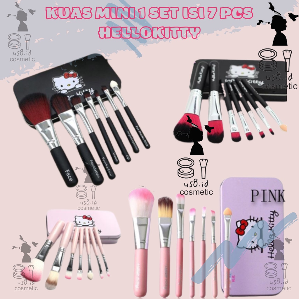 KUAS MINI 1 SET ISI 7 PCS BRUSH MAKE UP SET HELLOKITTY