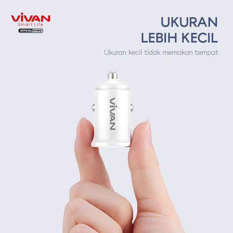 CAR CHARGER DUAL PORT USB 2.4A WITH KABEL MICRO USB 100CM VIVAN VCC01