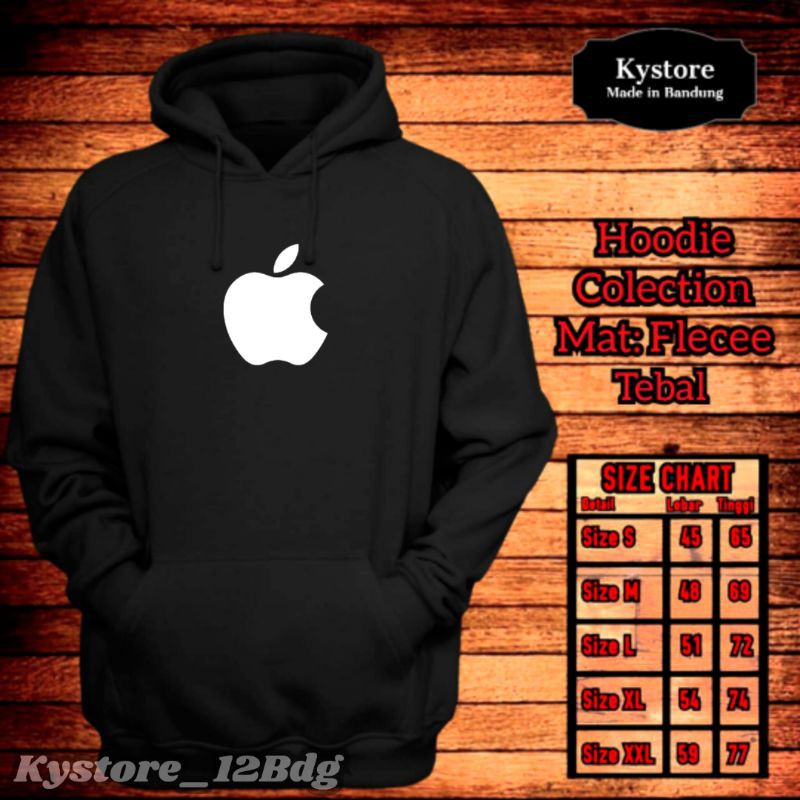 Sweater hoodie bahan fleece motif apple