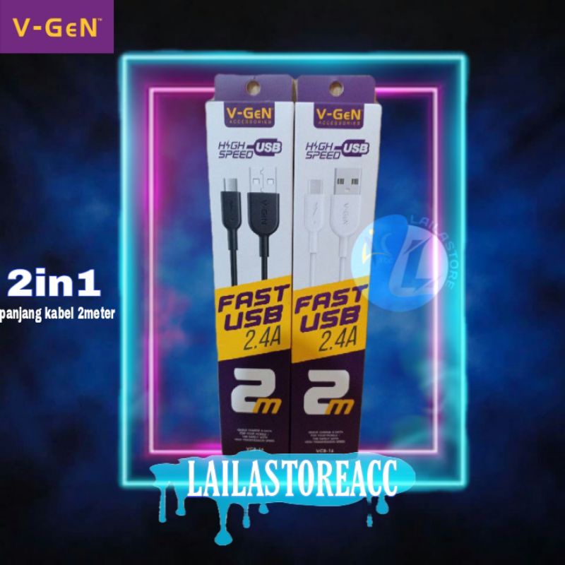 Kabel Data V-GEN VCB-16 2m Micro USB Fast Charging