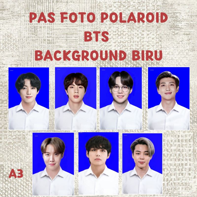 FOTO POLAROID BTS BACKGROUND BIRU / BERSERAGAM (EDIT)