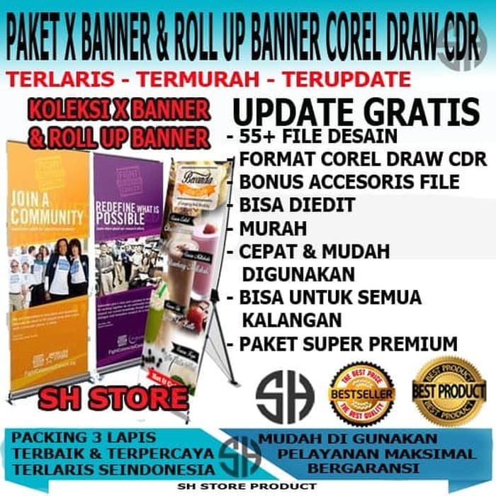 

Paket Template Desain X Banner & Roll Up Siap Edit Format CDR Corel