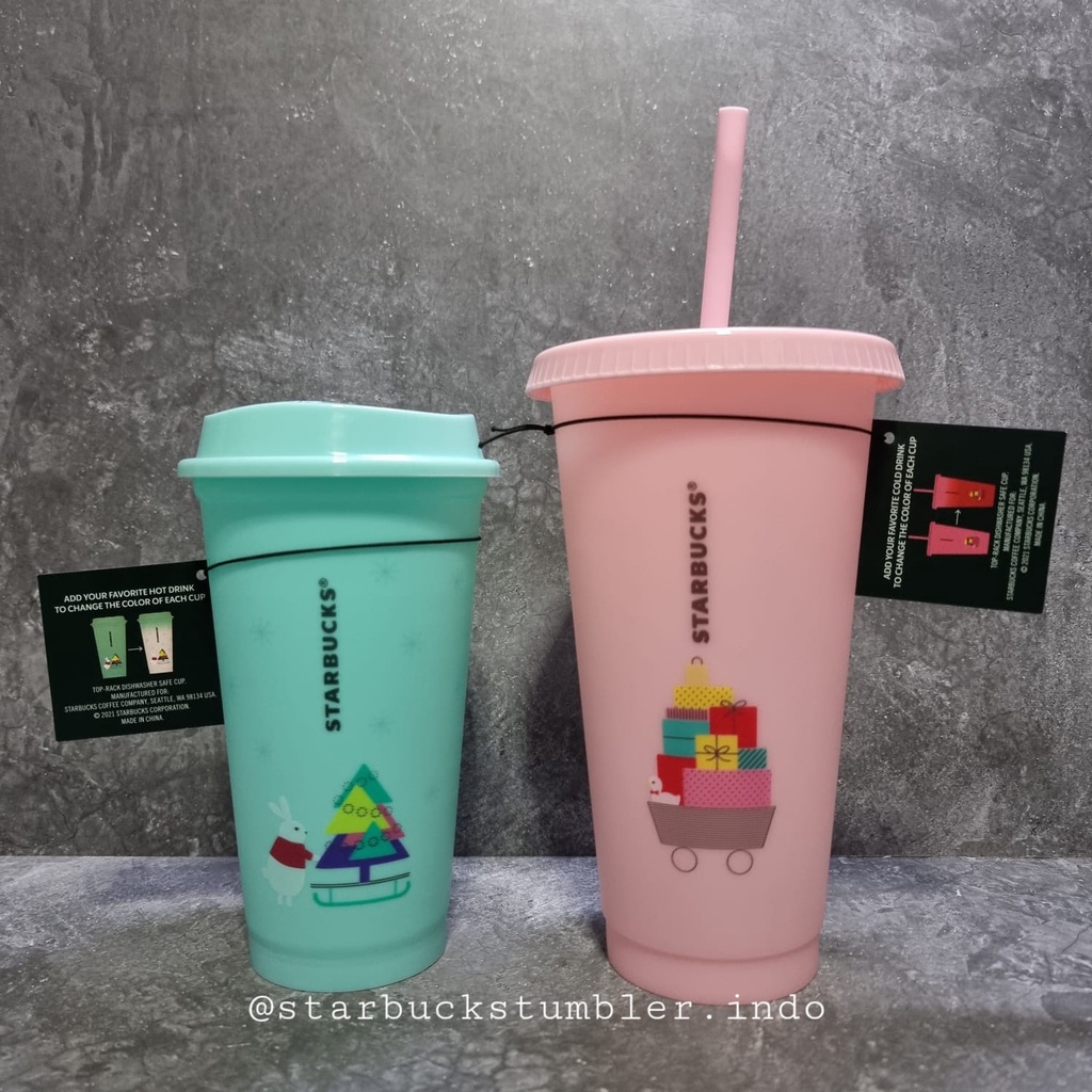 Starbucks 2023 Winter Pink Ribbon Venti Tumbler 24oz - Holographic Color Changing Cup