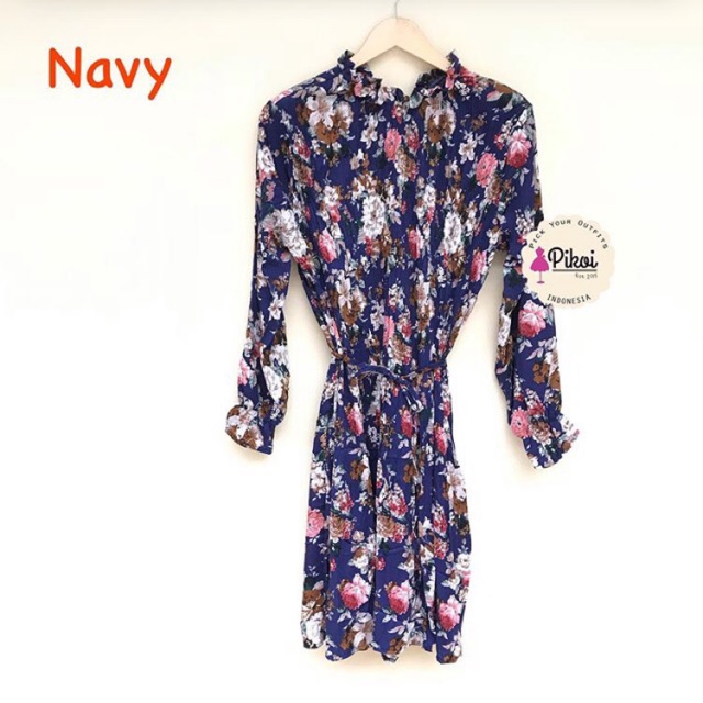 Dress korean style murah / dress floral cantik / dresa crepe lucu / dress bkk ready lucu murah /1936