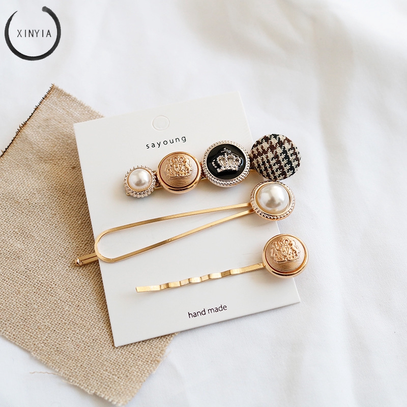 【8 Groups】Korea Ins Wind Pearl Edge Clip Pearl Hairpin Sweet Wind Bangs Clip Set Hairclip