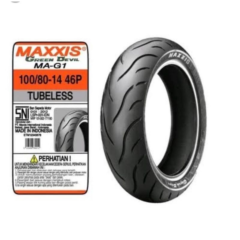 BAN MAXXIS GREEN DEVIL 100/80-14 MA-G1 TUBELESS Soft Compound Metik ORI Ring 14