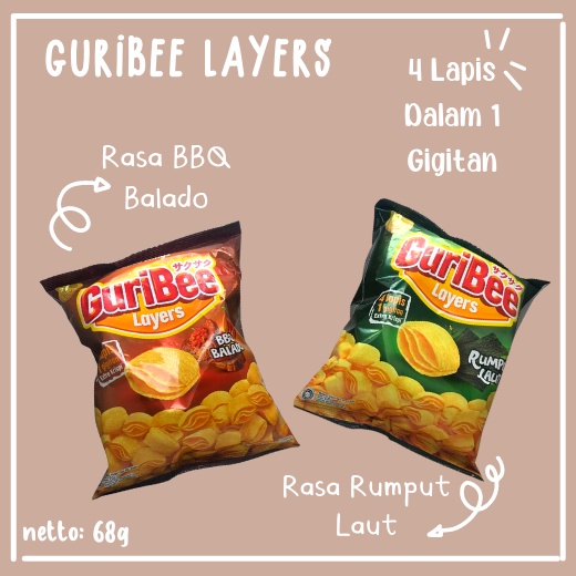 

Calbee Wings GuriBee Layers 68g Rasa Rumput Laut & BBQ Balado