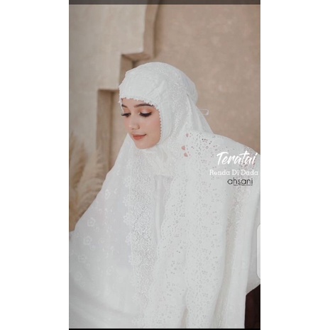MUKENA PUTIH RENDA AHSANI / MUKENA PARIS ORI BORDIR - TERATAI