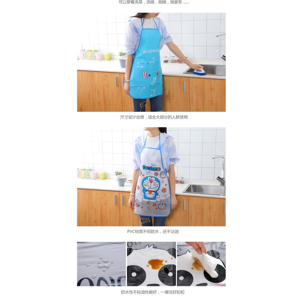 Celemek Apron Masak Dapur Anti Tahan Air Waterproof Transparan Unik Plastik Lucu