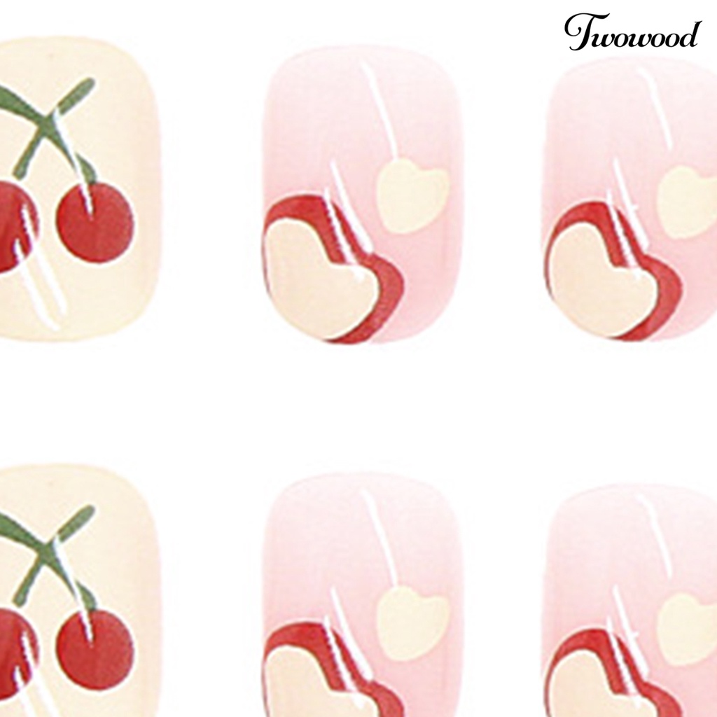 Twowood Patch Kuku Motif Bunga Cherry Bahan ABS Untuk Nail Art