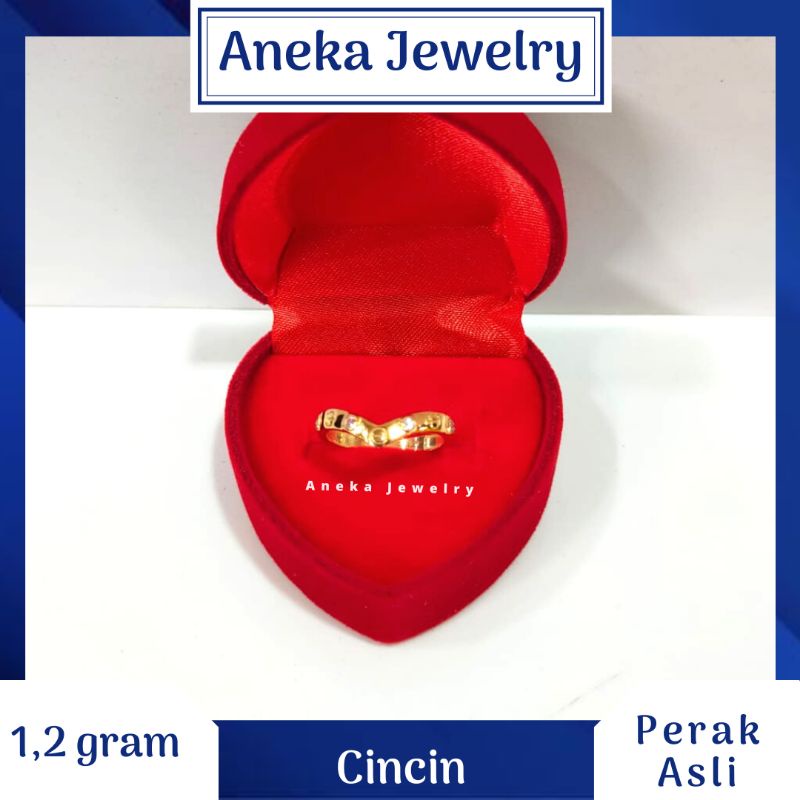 Cincin V Ukir Mata2, Perak 925, Sepuh Emas Rosegold