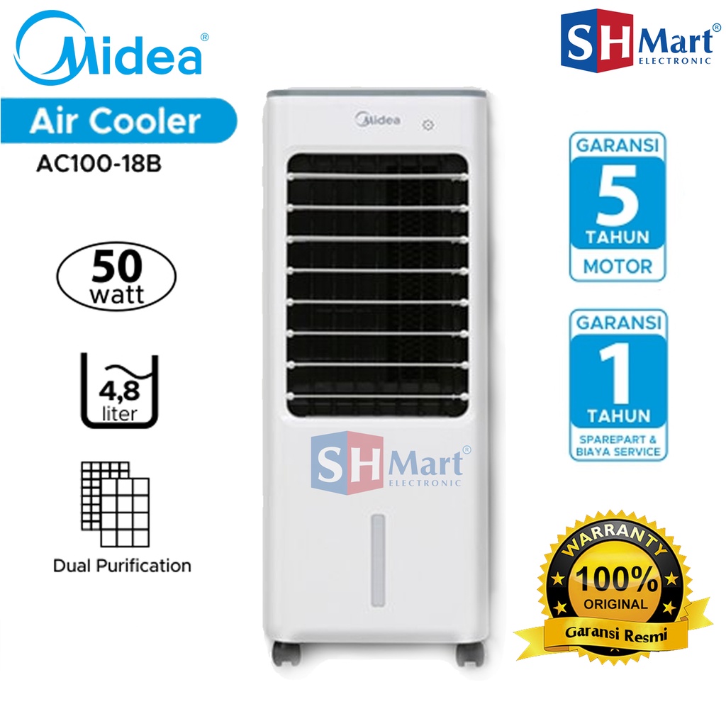 AIR COOLER MIDEA AC100-18B KAPASITAS 4,8 LITER PENYEJUK UDARA AC10018B GARANSI RESMI (MEDAN)