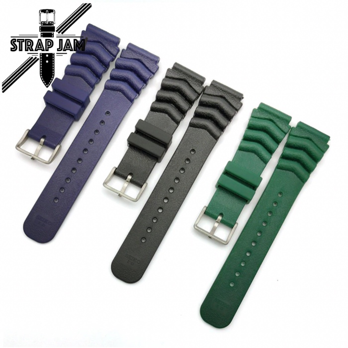 SKO Tali Strap Jam Tangan Universal Style Seiko 20mm 22mm Rubber Silikon Silver Stainless Steel Buckle