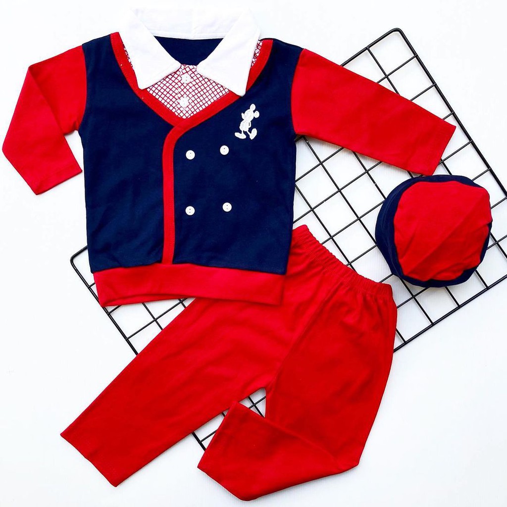 stylish KOKO / POLO / BAIQ SAILOR FESTIVE bayi baju koko anak Baju koko muslim peci bayi cowok anak laki keren lebaran aqiqa