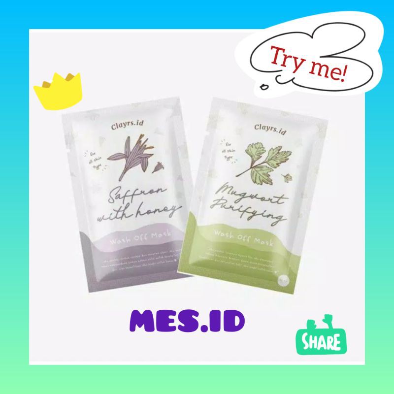 BPOM MASKER ORGANIK MUGWORT PURIFIYING CLAY MASK CLAYRS.ID / DUPE AXIS Y / MASKER SAFFRON WITH HONEY