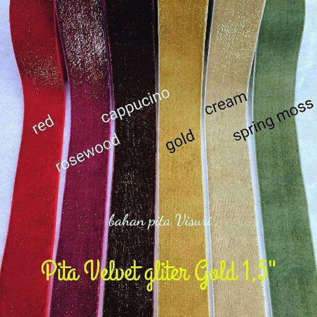 Pita Velvet Gliter Gold 1,5&quot; /4 cm per 1 yard (90 cm)