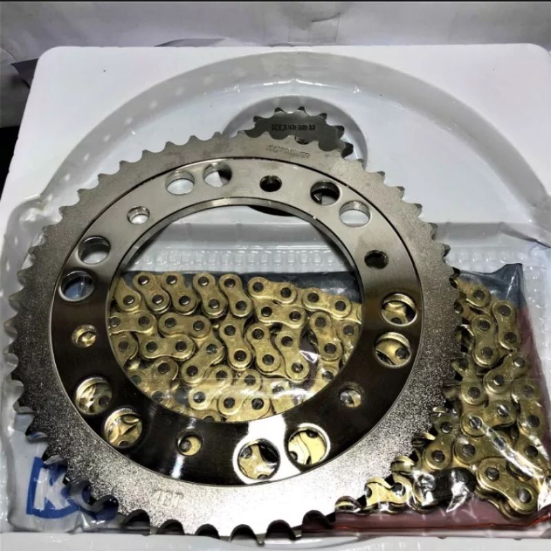 GEAR SET / GEAR PAKET R15 V3 15T/48T 428H-128 (RANTAI GOLD) KC PREMIER