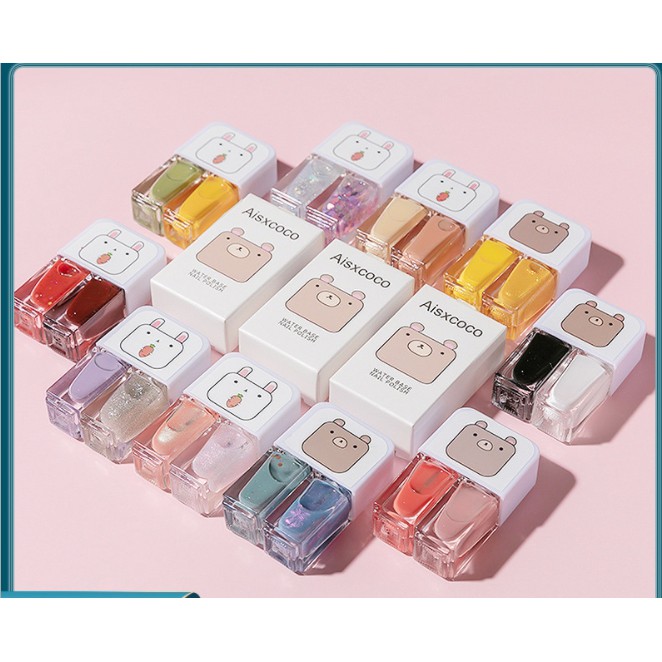 2IN1 kutek Korea Lucu 2 Warna  Nail polish Peel off