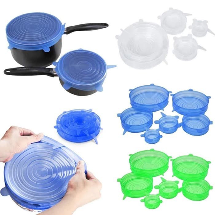 Penutup Panci Mangkuk Gelas Silicone Lid Isi 6Pcs