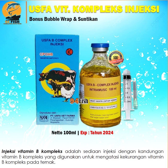 Jual Usfa Vitamin B Komplek Injeksi Vitamin Kucing Vitamin Ternak Vitamin Anjing Vitamin Unggas