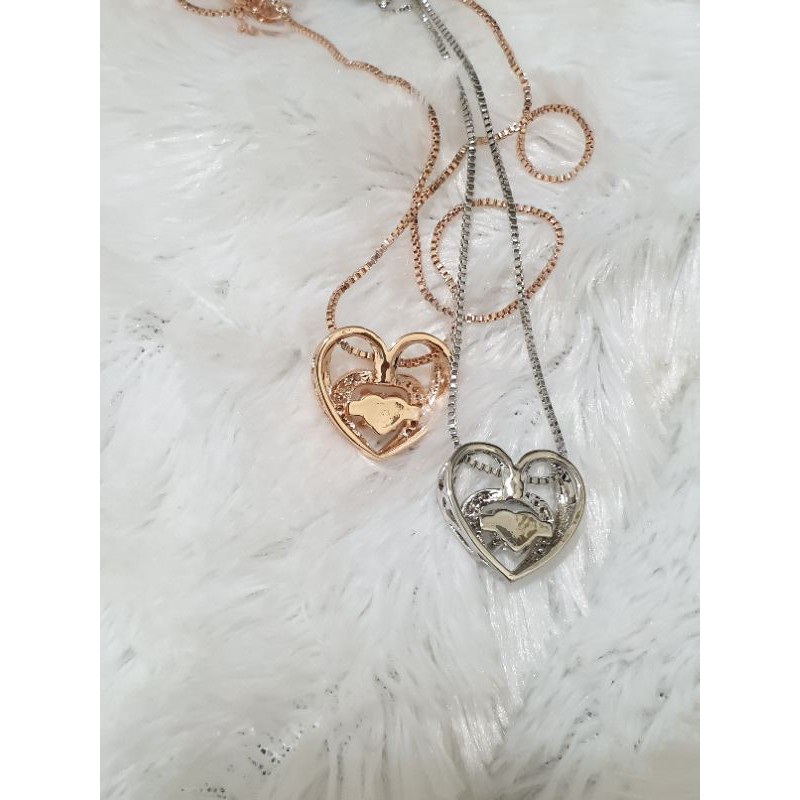 Kalung choker liontin hati batu zircon