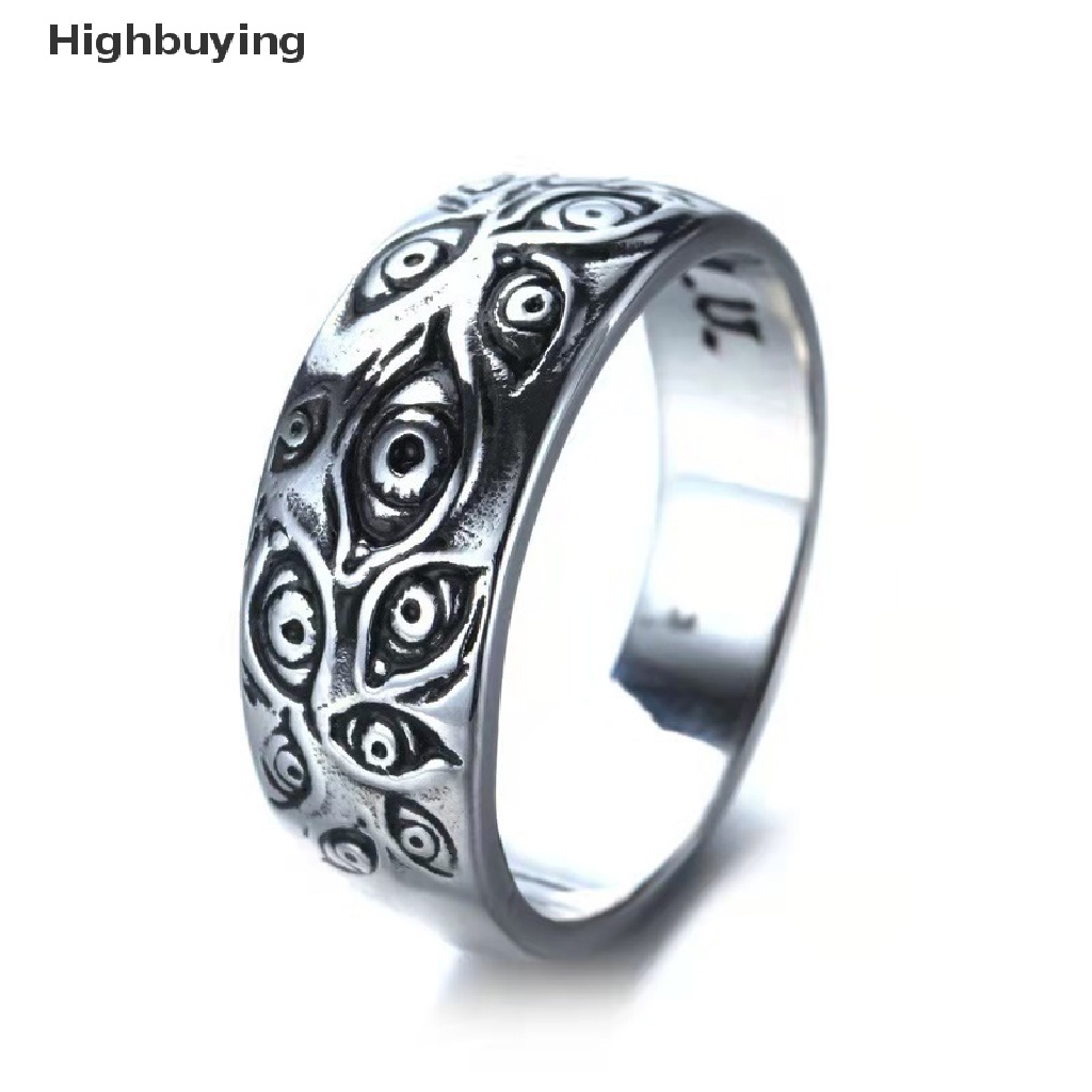 Hbid Cincin Gaya Vintage Punk Hip Hop Rock Motif Ukiran Mata Untuk Perhiasan Pria / Wanita Glory