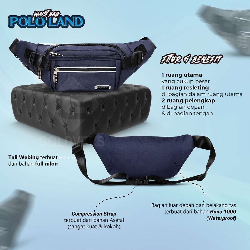 Tas Selempang Pria Slingbag Waistbag Cowok Slempang Pria Antiair POLO LAND - Distributor