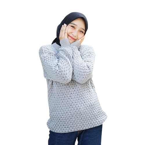 ATASAN WANITA ROUNDHAND RAJUT/sweater Popcorn roundhand POLOS