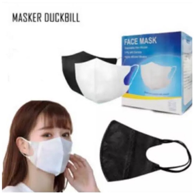 MASKER DUCKBILL 50 PCS GARIS PUTIH MURAH | WEMASK DUCKBILL 50 PCS 3 PLY EARLOOP GARIS HITAM MERK WE 