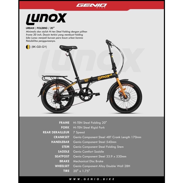 Sepeda Lipat 20" Genio Lunox 1.0