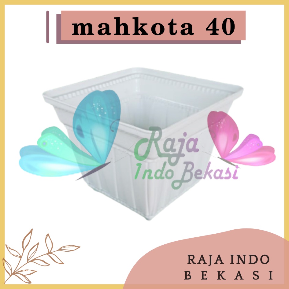 Pot Segi Mahkota 40 Putih Lebar 29.5 Cm - Pot Segi Mahkota Putih - Pot Putih 40 - Pot 40 Segi Hias