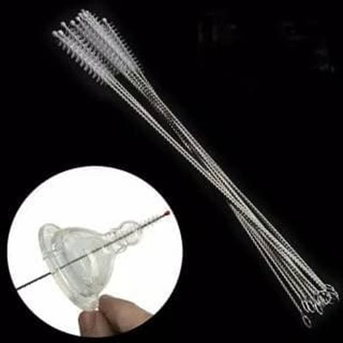 Sikat Pembersih Dot Bayi Brush Sedotan Stainless Steel Straw Panjang Anti Karet Food Grade